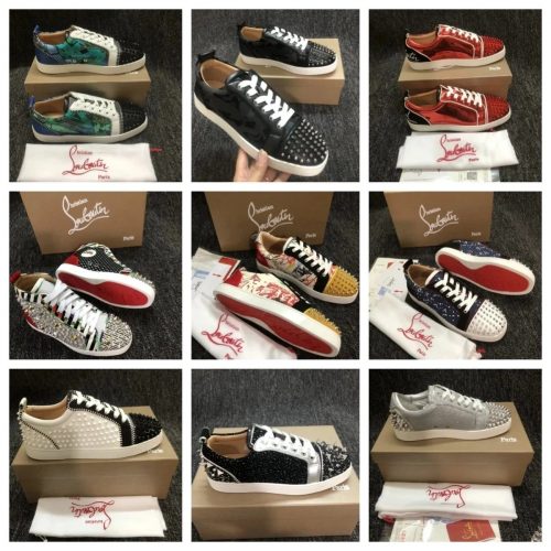 Christian Louboutin Louis Junior Spikes Studded Sneakers Multicolor