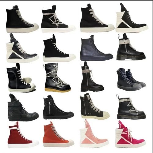 Rick Owens Ramones and Geobasket High Top Sneakers Multicolor