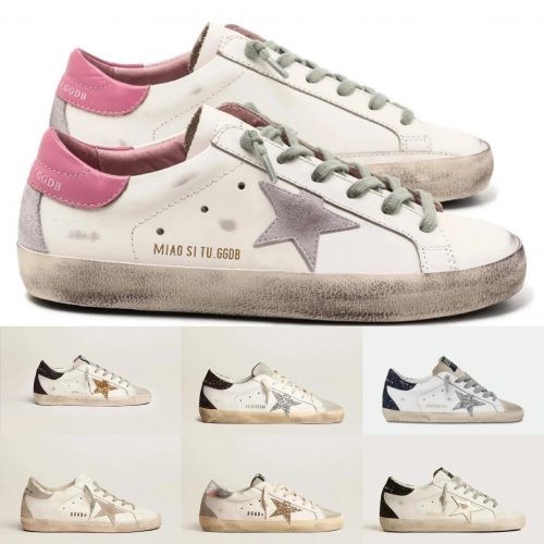 Golden Goose GGDB Super-Star Distressed Leather Sneakers White and Pink