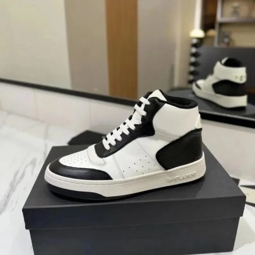 Saint Laurent YSL SL80 High Top Sneakers White and Black