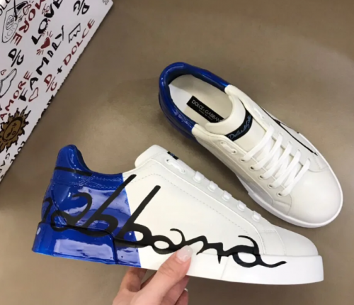 Dolce & Gabbana D&G Portofino Casual Sneakers White and Blue