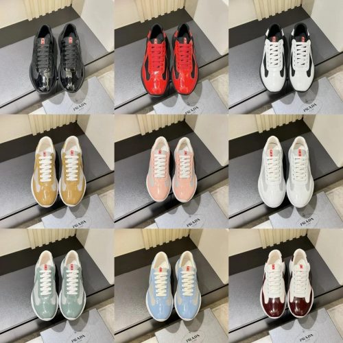 Prada America's Cup Patent Leather Sneakers Multicolor