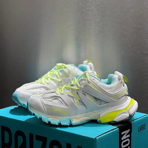 Balenciaga Track Chunky Sneakers White and Light Blue