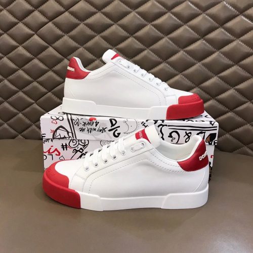 Dolce & Gabbana D&G Portofino Low Top Sneakers White and Red