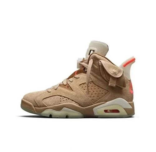 Jordan 6 Retro Travis Scott British Khaki High Top Sneakers Beige