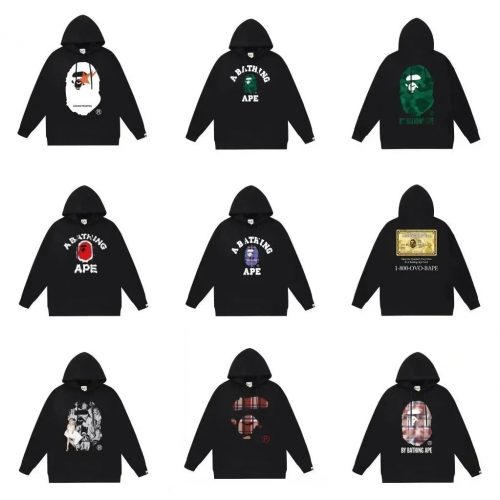 A Bathing Ape BAPE Graphic Print Streetwear Hoodie Black