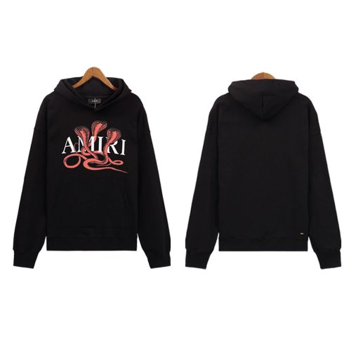 Amiri Cobra Print Graphic Streetwear Hoodie Black