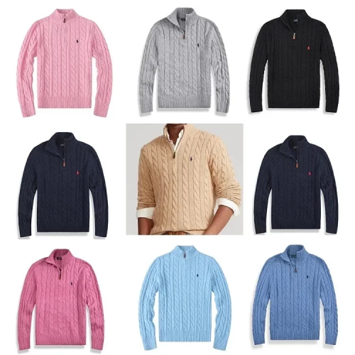 Ralph Lauren Cable-Knit Quarter-Zip Cotton Sweater Multicolor