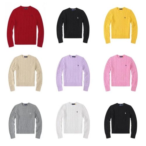 Ralph Lauren RL Cable-Knit Cotton Sweater Classic Crewneck Multicolor