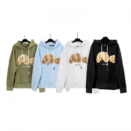Palm Angels Bear Hoodie Oversized Graphic Sweatshirt Multicolor