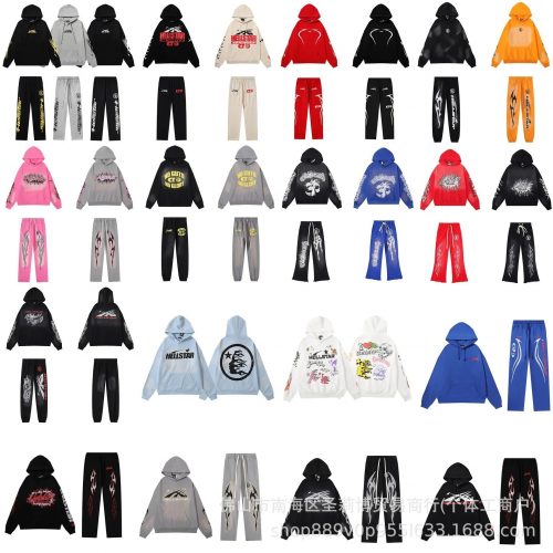 Hellstar Graphic Print Streetwear Hoodie and Joggers Collection Multicolor