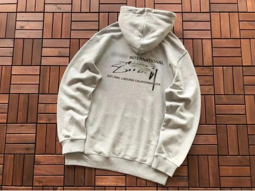 Stussy International Graphic Streetwear Hoodie Gray