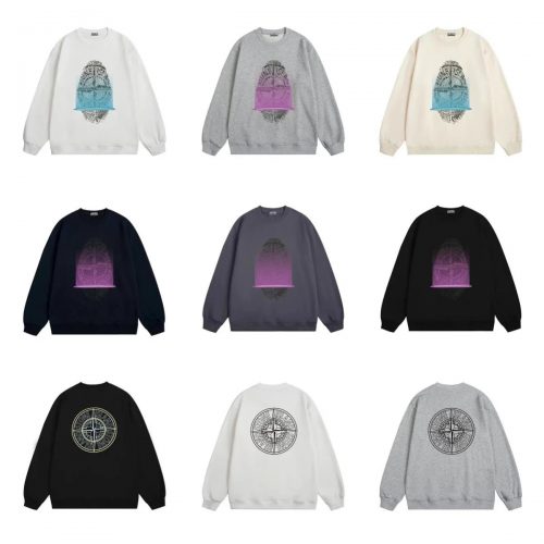 Stone Island Graphic Print Cotton Sweatshirt Multicolor