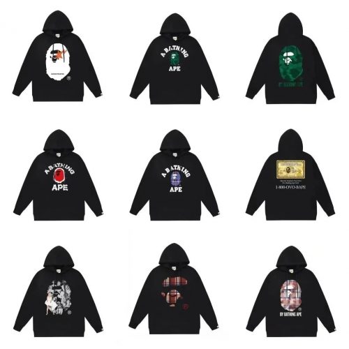 A Bathing Ape BAPE Graphic Print Streetwear Hoodie Black