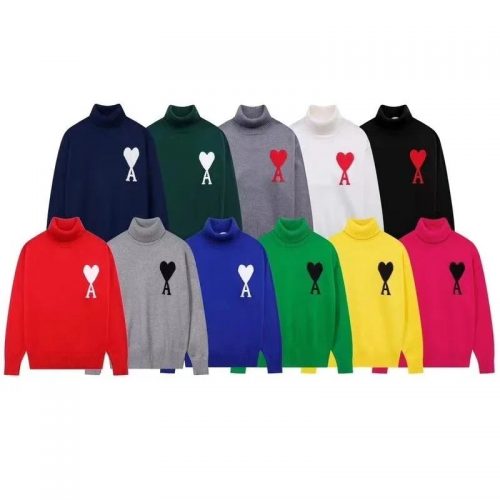 Ami Paris Ami Ami de Coeur Knit Turtleneck Sweater Multicolor
