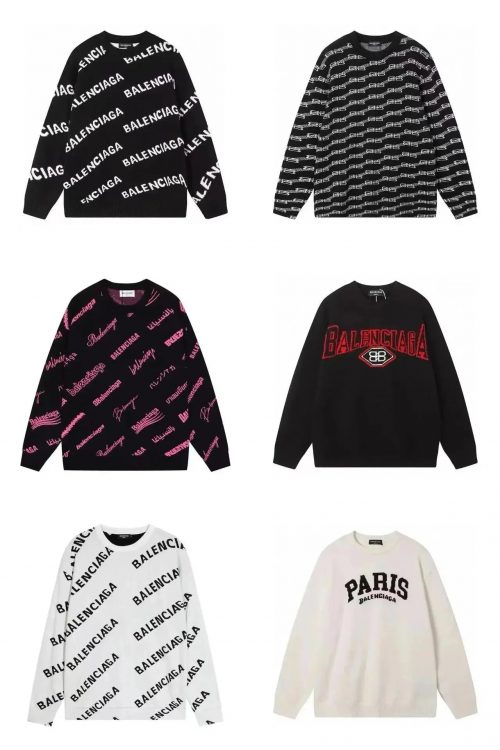 Balenciaga All-Over Knit Sweater Oversized Pullover Black and White