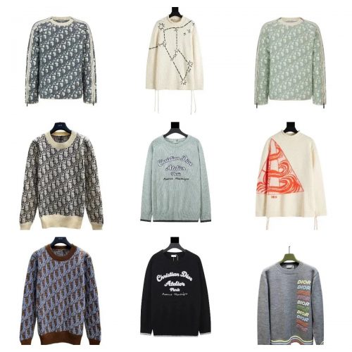 Dior Oblique and Graphic Knit Sweaters Luxury Crewneck Pullover Multicolor