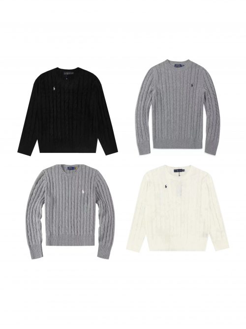 Polo Ralph Lauren Cable-Knit Cotton Sweater Classic Crewneck Pullover Multicolor