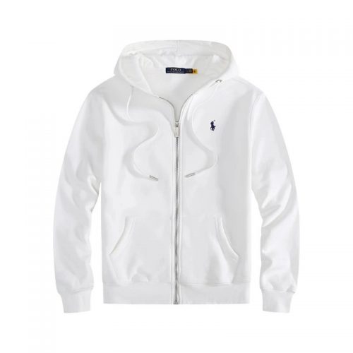 Ralph Lauren RL Zip-Up Hoodie Classic Casual Sweatshirt White