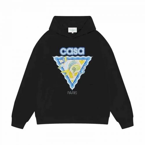 Casablanca Graphic Print Streetwear Hoodie Black