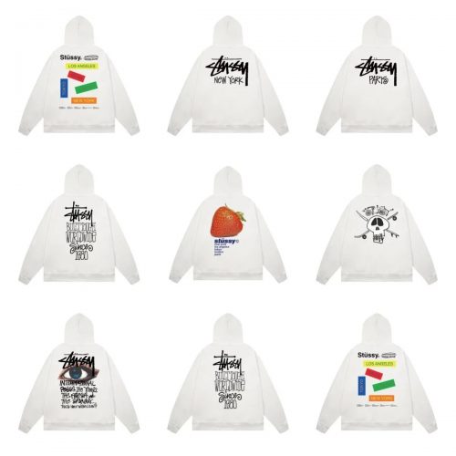 Stussy Graphic Print Streetwear Hoodie White