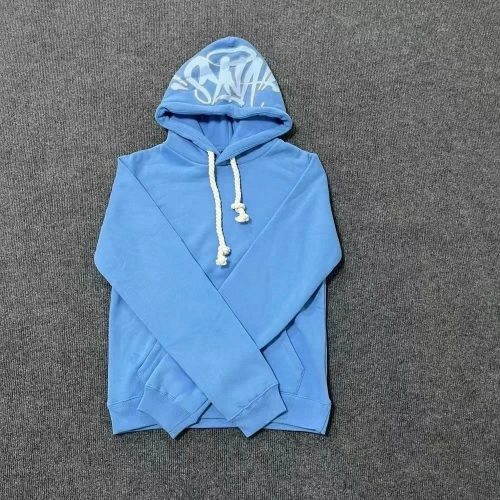 Syna World Syna Graffiti Print Streetwear Hoodie Light Blue