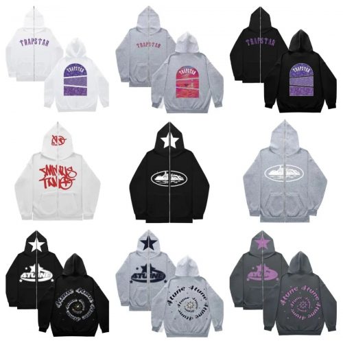 Trapstar Graphic Zip-Up Hoodie Casual Streetwear Black