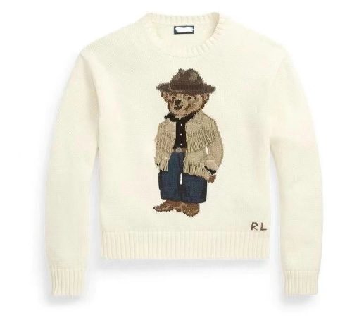 Ralph Lauren RL Polo Bear Knit Sweater White