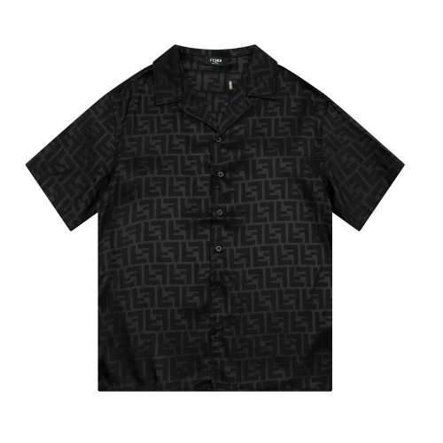 Fendi FF Monogram Silk Button-Down Shirt Black