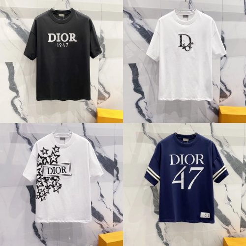 Dior Graphic Print Cotton T-Shirt Multicolor