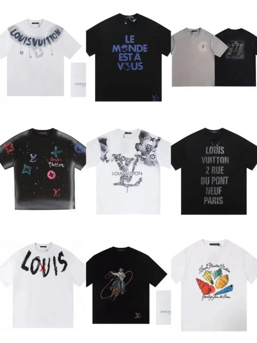 Louis Vuitton LV Graphic Print Cotton T-Shirt Multicolor