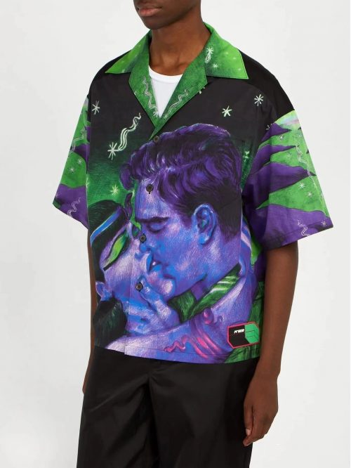 Prada Kiss Print Graphic Hawaiian Shirt Multicolor