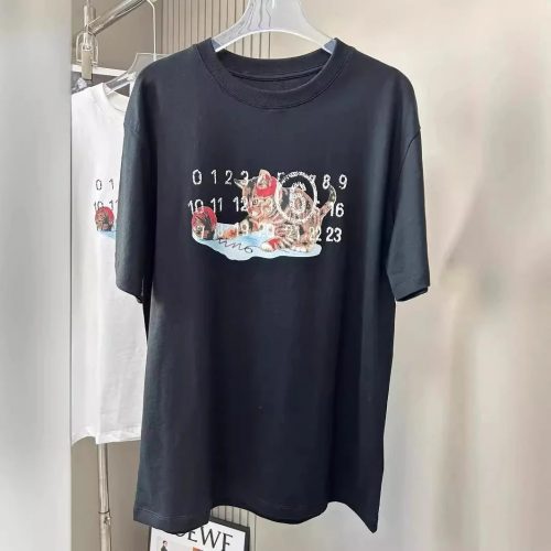 Maison Margiela MM6 Cat Graphic Print Cotton T-Shirt Black