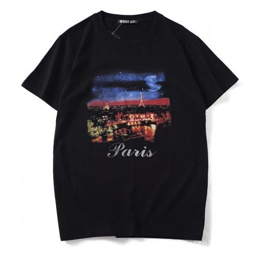 Design Paris Graphic Print Cotton T-Shirt Black