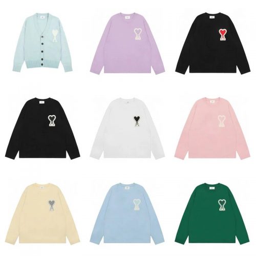 Ami Paris Ami de Coeur Cotton Long Sleeve Shirt Multicolor