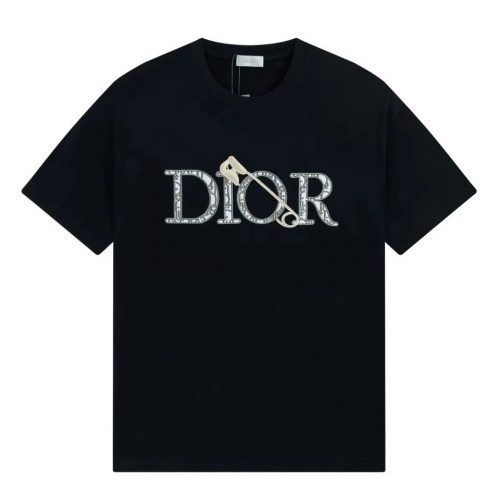 Dior Safety Pin Graphic Cotton T-Shirt Black