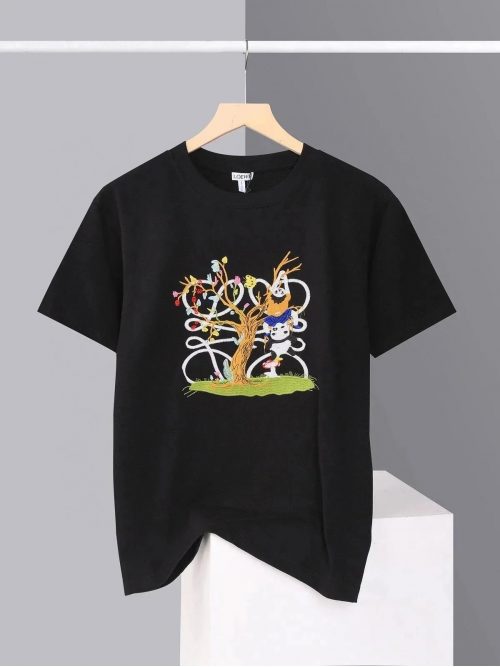 Loewe Panda Graphic Cotton T-Shirt Black