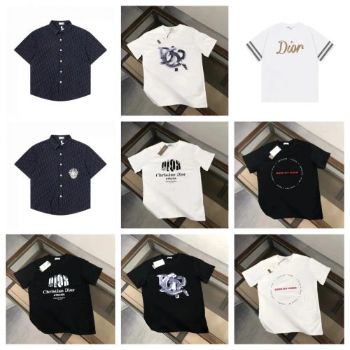 Dior Graphic Print Cotton T-Shirt Collection Black and White