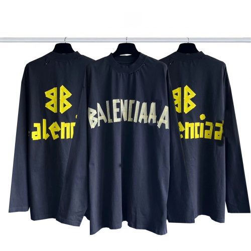 Balenciaga Tape Type Graphic Oversized Long Sleeve Shirt Black