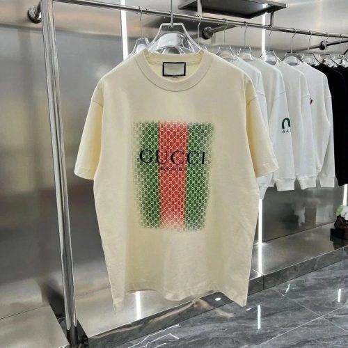Gucci Web Stripe Graphic Cotton T-Shirt Off-White