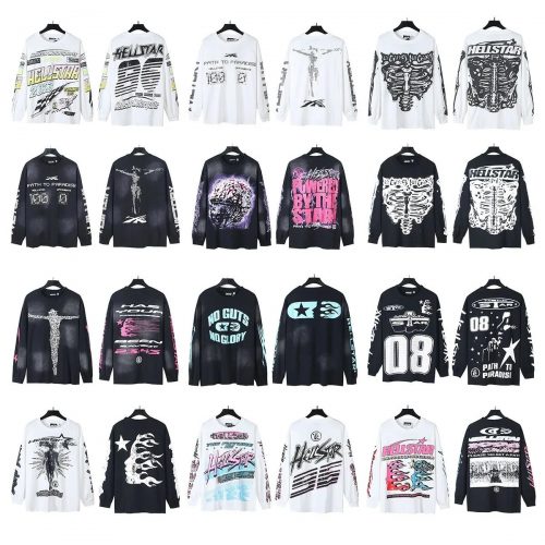 Hellstar Graphic Long Sleeve Streetwear T-Shirt Multicolor