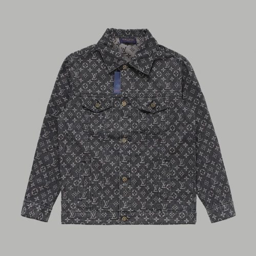 Louis Vuitton LV Monogram Denim Jacket Classic Streetwear Black