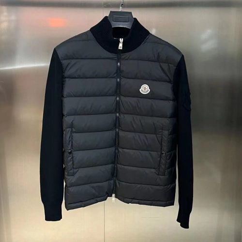 Moncler Hybrid Knit Down Cardigan Puffer Jacket Black