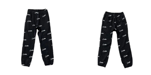 Corteiz All Over Print Streetwear Joggers Black