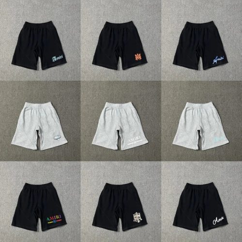 Amiri Graphic Print Casual Shorts Black and Gray