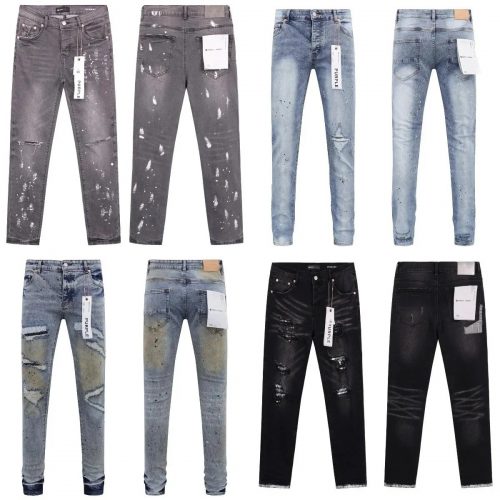 Purple Brand Distressed Denim Jeans Slim Fit Pants Multicolor