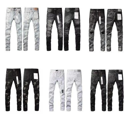 Purple Brand Distressed Denim Jeans Slim Fit Pants Multicolor
