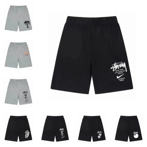 Stussy Graphic Print Streetwear Shorts Black and Gray