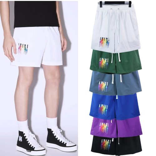 Amiri Drip Paint Logo Graphic Shorts Multicolor