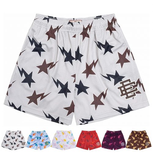 Eric Emanuel EE Star Print Mesh Shorts Casual Shorts White and Brown